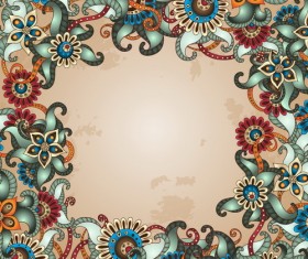 Floral decorative vintage frame vector 04