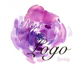 Flower watercolor logo vector 01