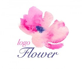Flower watercolor logo vector 04