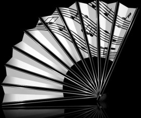 Folding fan and music note vector
