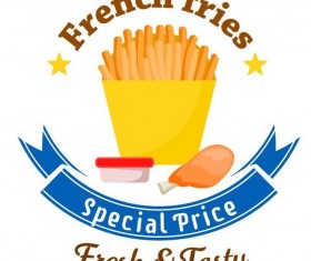 French fries label vector material