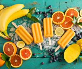 Fruit and ice cream Stock Photo