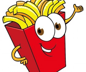 Funny french fries cartoon vector 02