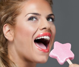 Girl eating ice cream Stock Photo 01
