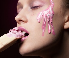 Girl eating ice cream Stock Photo 04