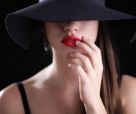 Girl in a black hat Stock Photo 01