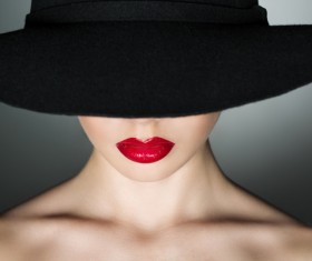 Girl in a black hat Stock Photo 02