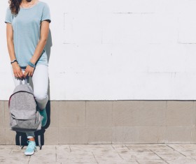 Girl with duo-purpose bag Stock Photo 03