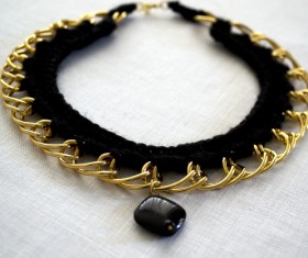 Gold jewelry necklace Stock Photo 01