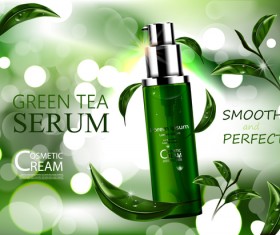 Green tea cosmetic adv poster design vector 01