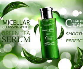 Green tea cosmetic adv poster design vector 02