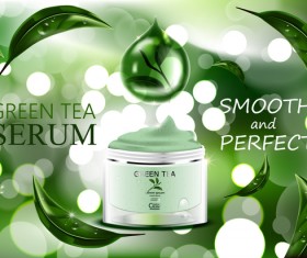 Green tea cosmetic adv poster design vector 03