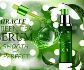 Green tea cosmetic adv poster design vector 04