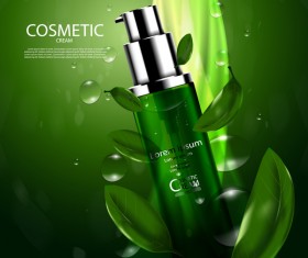 Green tea cosmetic cream advertising poster template vector 04