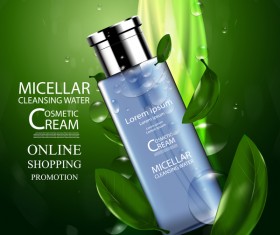 Green tea cosmetic cream advertising poster template vector 06