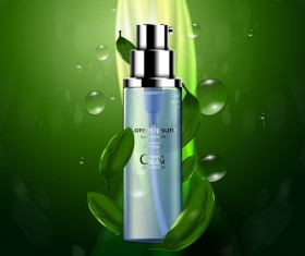Green tea cosmetic cream advertising poster template vector 12
