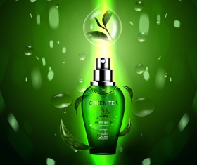 Green tea cosmetic cream advertising poster template vector 19