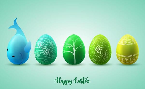 Green with yellow easter egg illustration vector