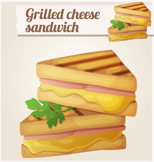 Grilled cheese sandwich vector material