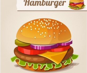 Hamburger fast food vector material 01