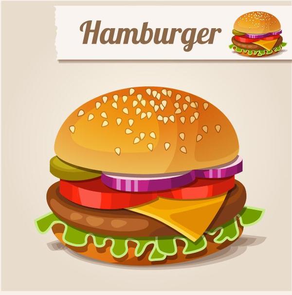 Hamburger fast food vector material 01