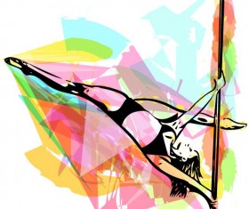 Hand drawn pole dance girl vector material 01