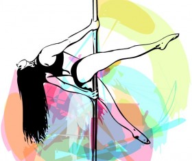 Hand drawn pole dance girl vector material 02