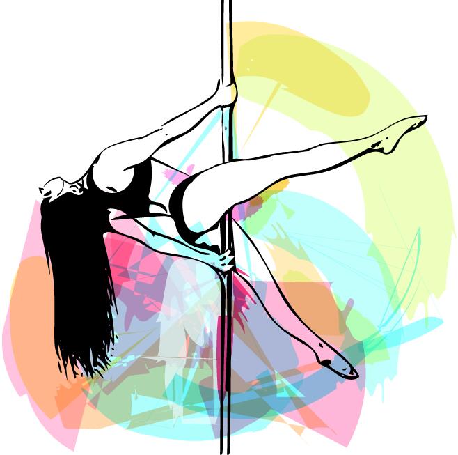 Hand drawn pole dance girl vector material 02