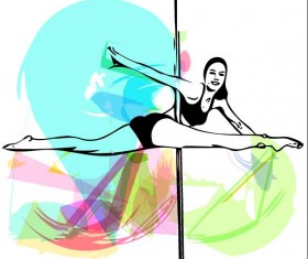 Hand drawn pole dance girl vector material 03