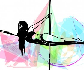 Hand drawn pole dance girl vector material 04