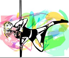 Hand drawn pole dance girl vector material 05