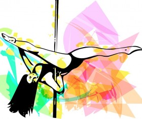 Hand drawn pole dance girl vector material 06