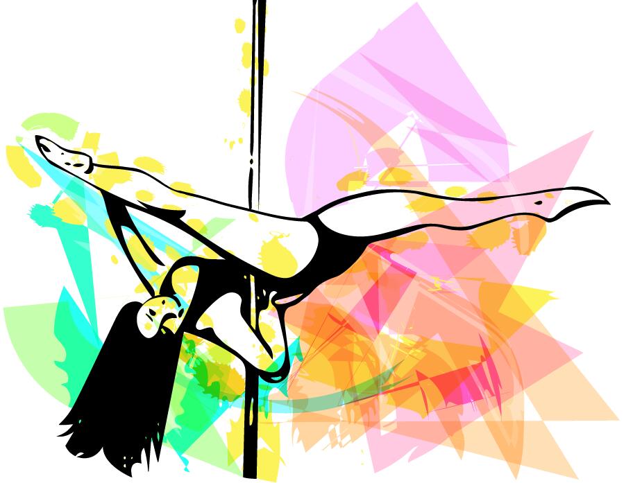 Hand drawn pole dance girl vector material 06