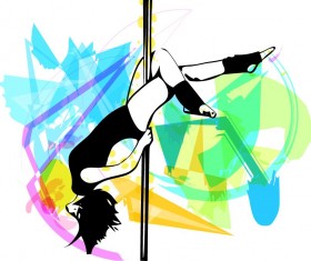 Hand drawn pole dance girl vector material 07