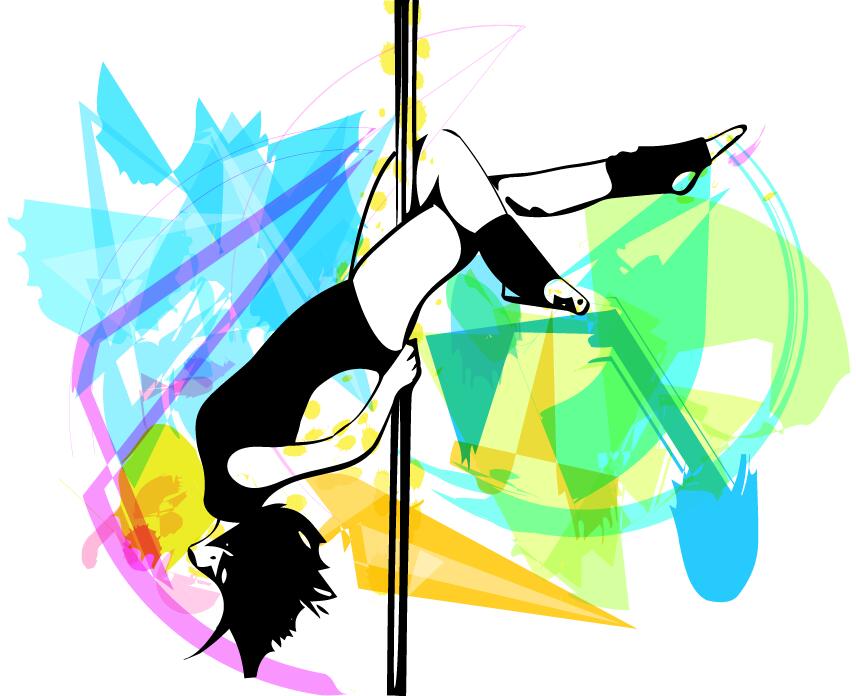 Hand drawn pole dance girl vector material 07