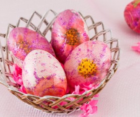 Hand painted Easter eggs in the basket Stock Photo 06