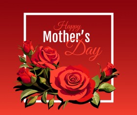 Happy Mothers Day card with red backgorund vector 01