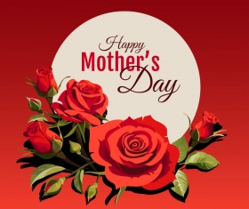 Happy Mothers Day card with red backgorund vector 02