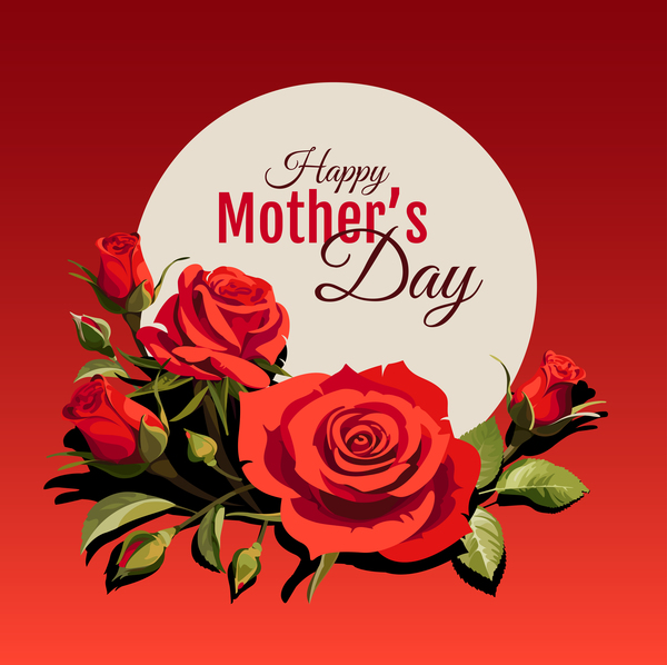 Download Happy Mothers Day card with red backgorund vector 02 free download