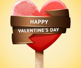 Happy Valentines Day red ice cream vector