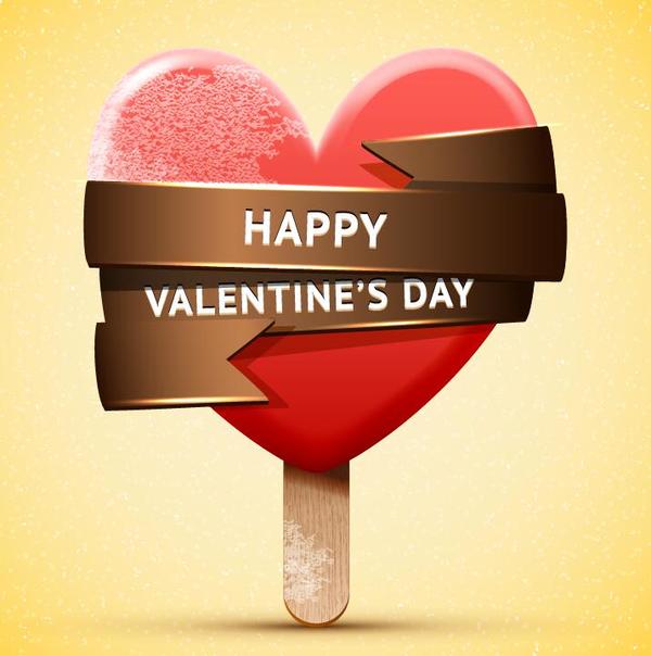 Happy Valentines Day red ice cream vector