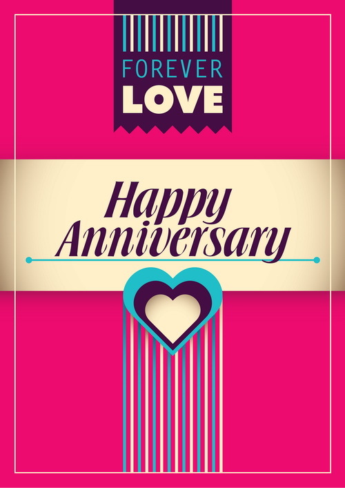 Happy anniversary poster vintage template vector