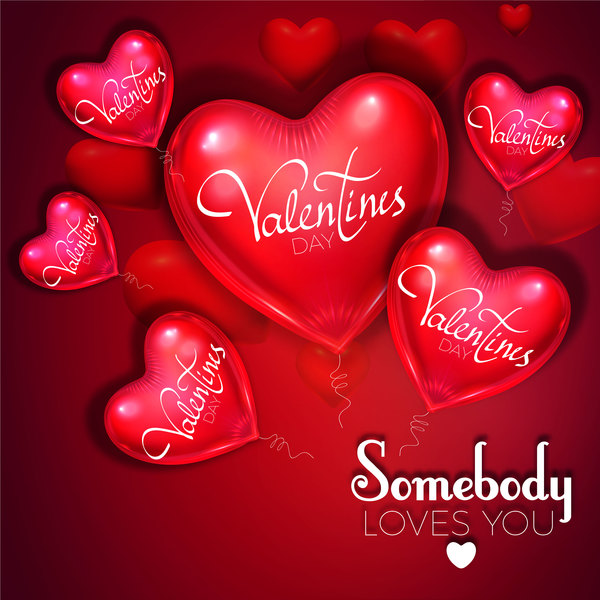 Heart shape balloon with valentine background vector