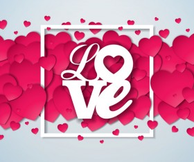 Heart shape paper cut background vector