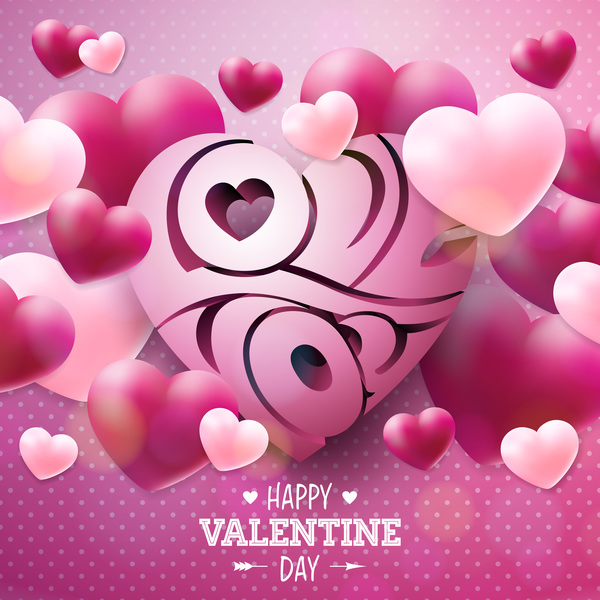 Heart shape valentine card with cricle dot pattern vector