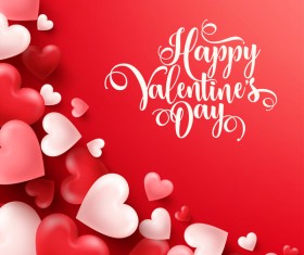 Heart shape valentine card with red background vector 01