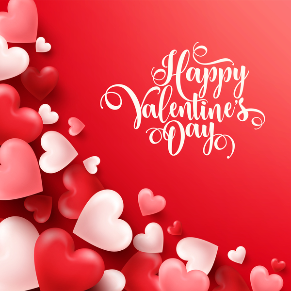 Heart shape valentine card with red background vector 01