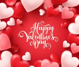 Heart shape valentine card with red background vector 02