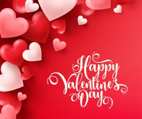 Heart shape valentine card with red background vector 03