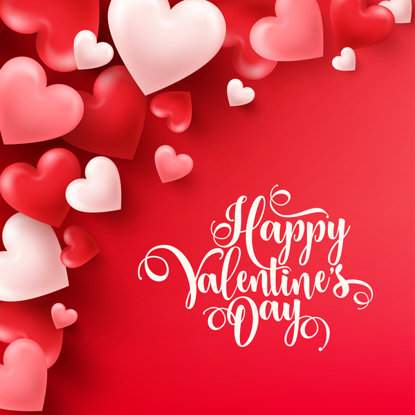 Heart shape valentine card with red background vector 03